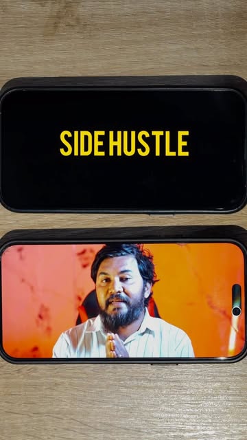 Sidehustle introduction featuring two phones on a wooden surface